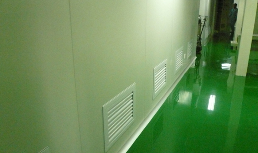 Return air shutters and epoxy floor